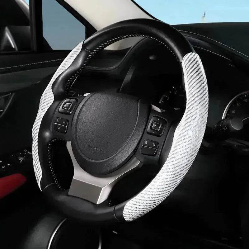 Car Carbon Fiber Pattern Glossy Car Steering Wheel Cover - Velora