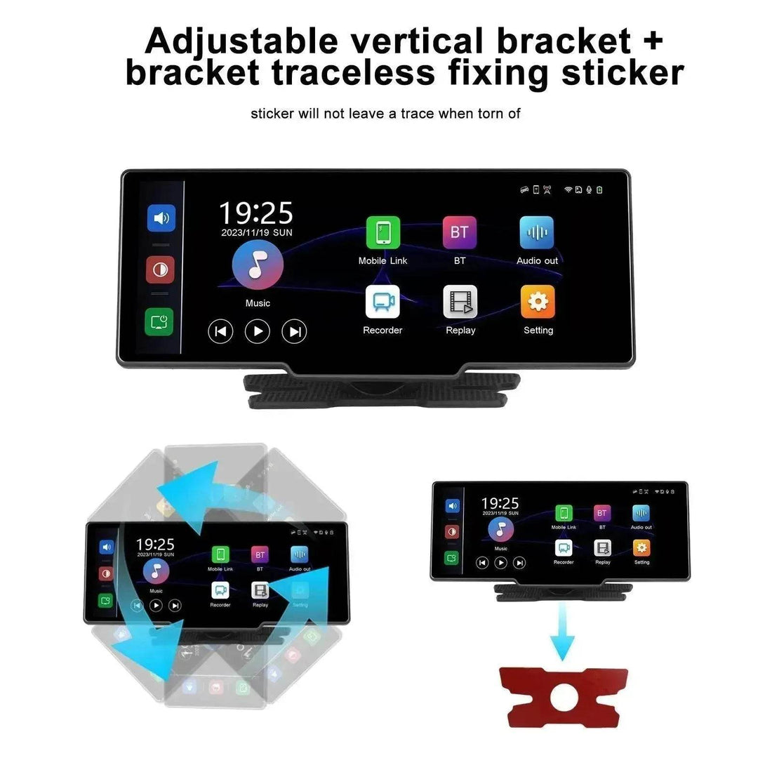 10.26" Car DVR Smart Player – 1080P HD, CarPlay, Android Auto, Rear View Camera, Starlight Night Vision