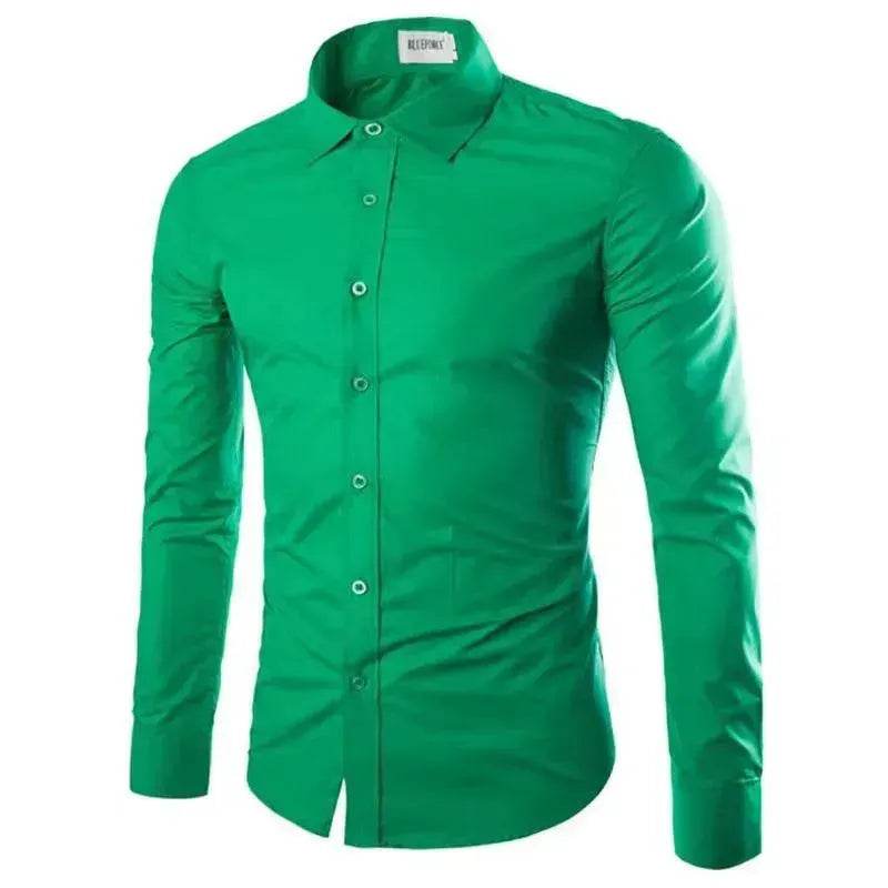 Casual Polo Collar Ironing Free Long Sleeves Shirt For Men - Velora
