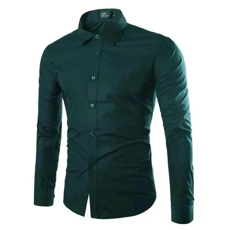 Casual Polo Collar Ironing Free Long Sleeves Shirt For Men - Velora