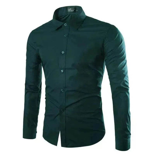 Casual Polo Collar Ironing Free Long Sleeves Shirt For Men - Velora