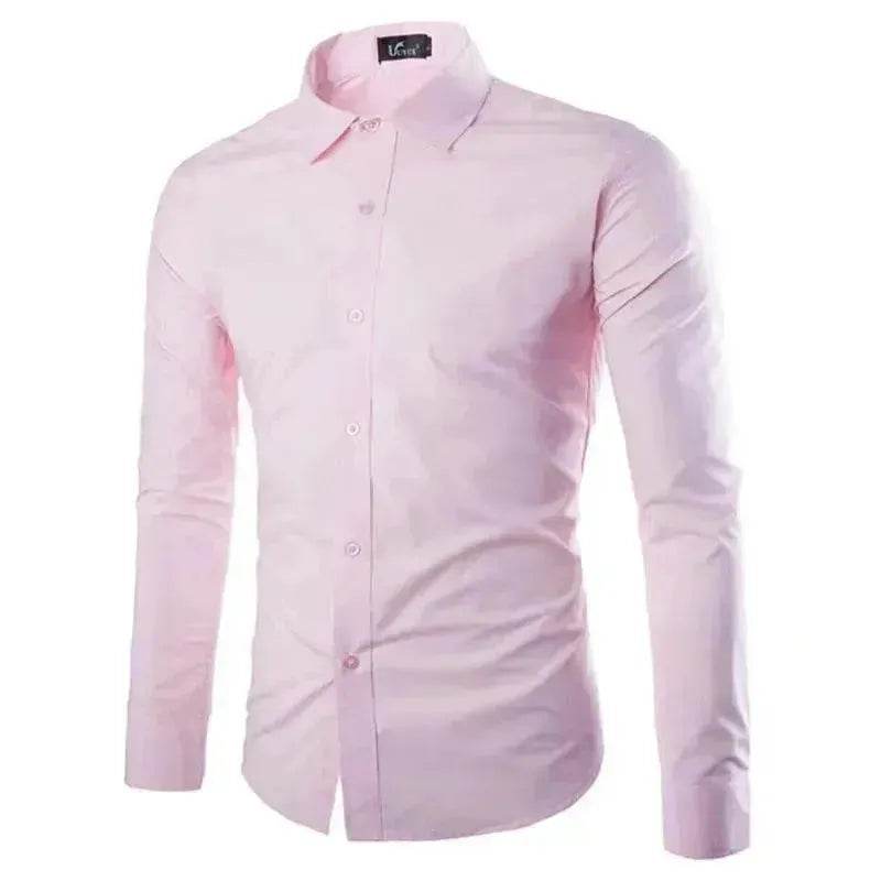 Casual Polo Collar Ironing Free Long Sleeves Shirt For Men - Velora