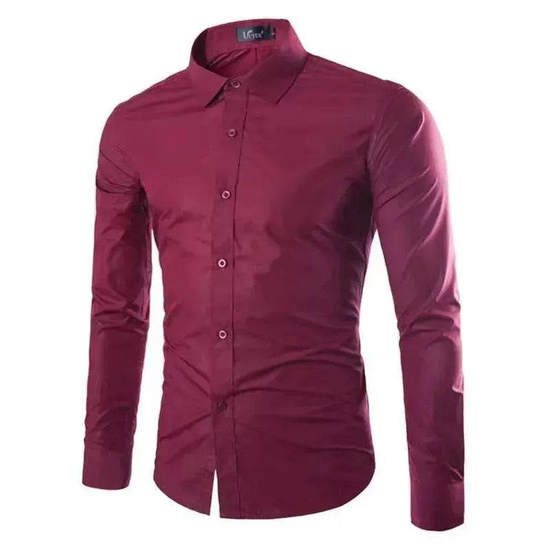 Casual Polo Collar Ironing Free Long Sleeves Shirt For Men - Velora