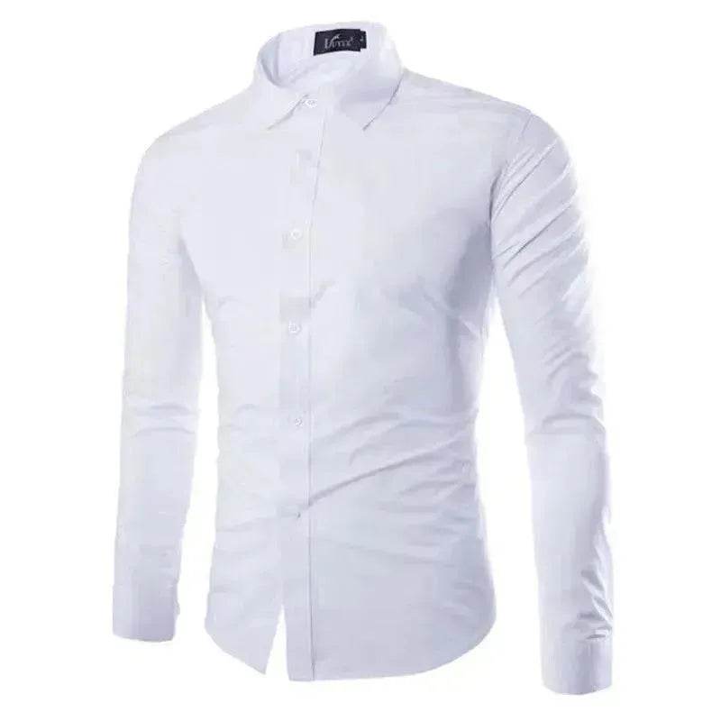 Casual Polo Collar Ironing Free Long Sleeves Shirt For Men - Velora