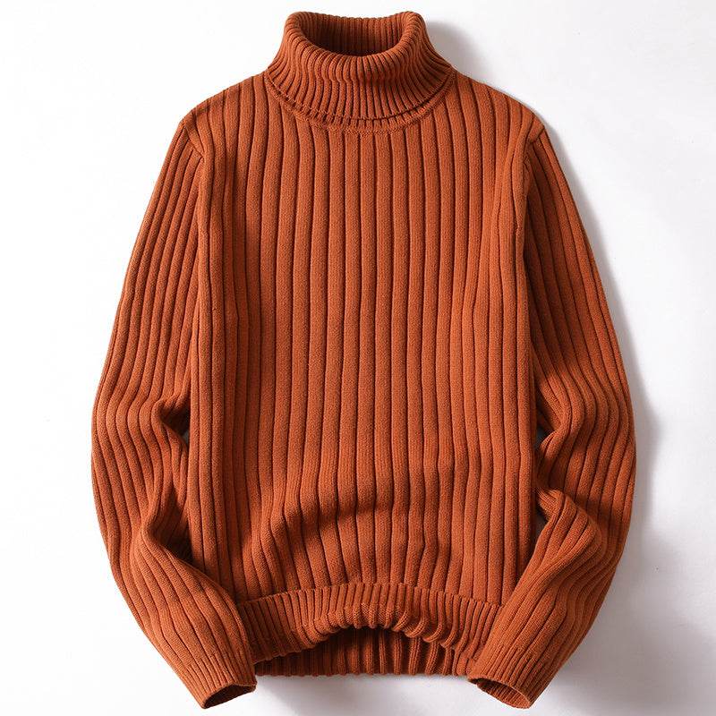 Turtleneck Sweater Men Women Ins Fashion Solid Striped Bottoming Sweater Autumn And Winter Tops Clothing - Velora