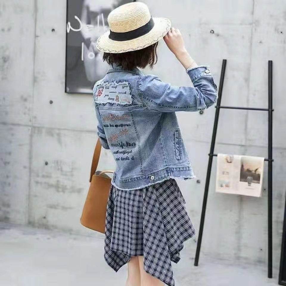 Korean Version Of The Loose Student's New Trendy All-match Net Red College Style Simple Denim Jacket Women - Velora