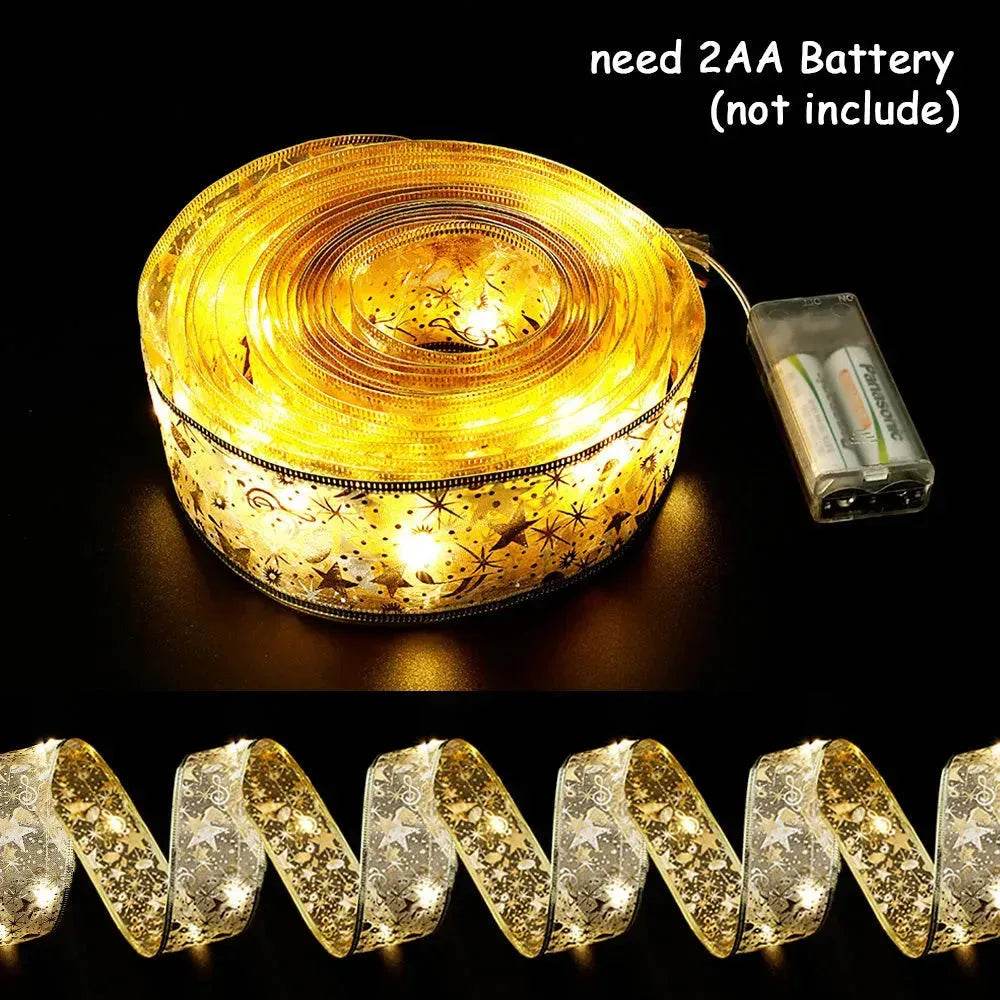 Fairy Lights String Christmas Ribbon Bow Tie - Velora