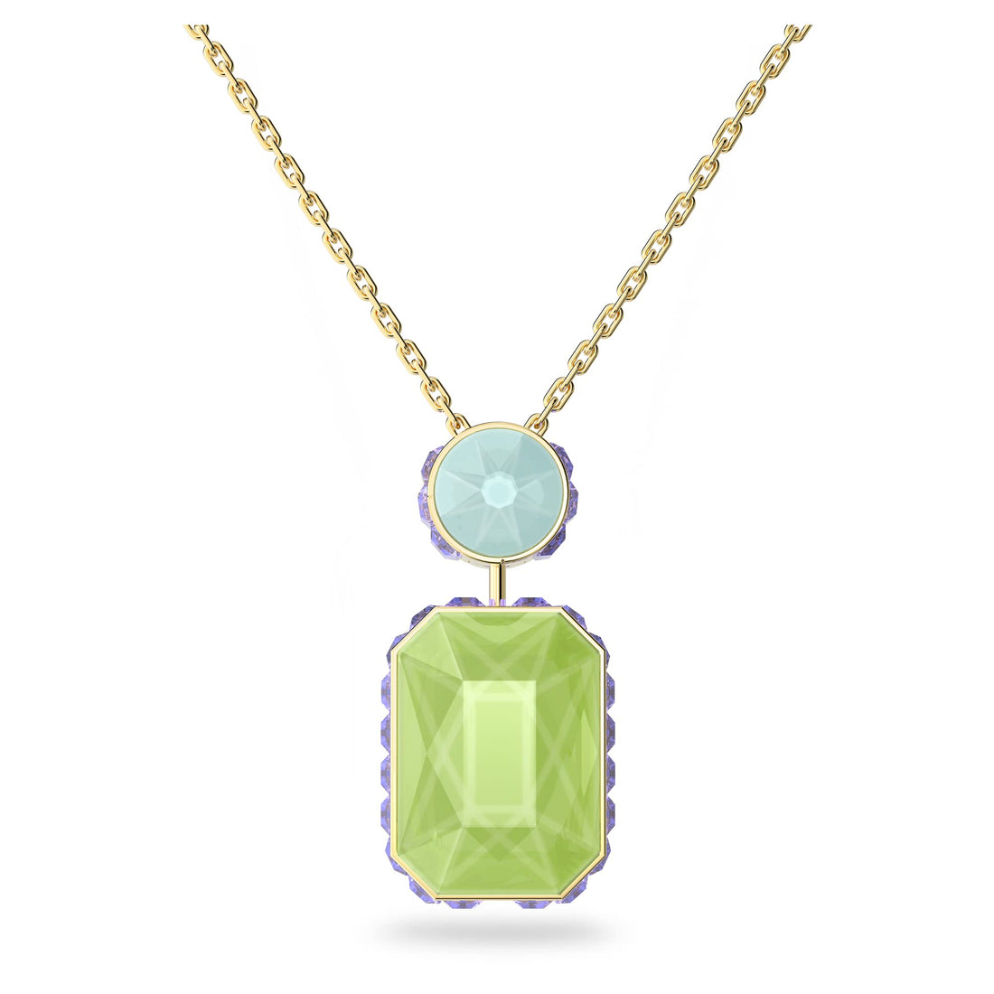 Swarovski Orbita necklace Octagon cut crystal Multicolored Gold-tone Finish