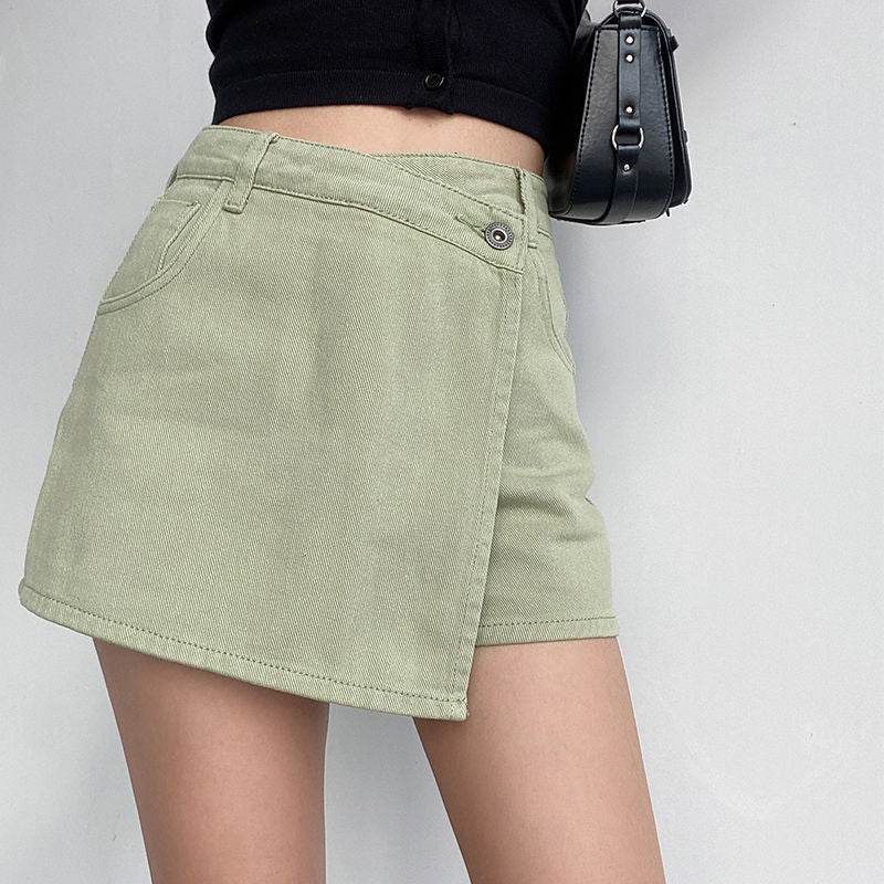 Elegant Anti-exposure Irregular Mini Denim Skirt - Velora