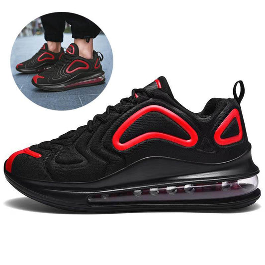 Casual Air Cushion Black Shoes Men Outdoor Breathable Lace-up Sneakers Running Sports Shoes - Velora