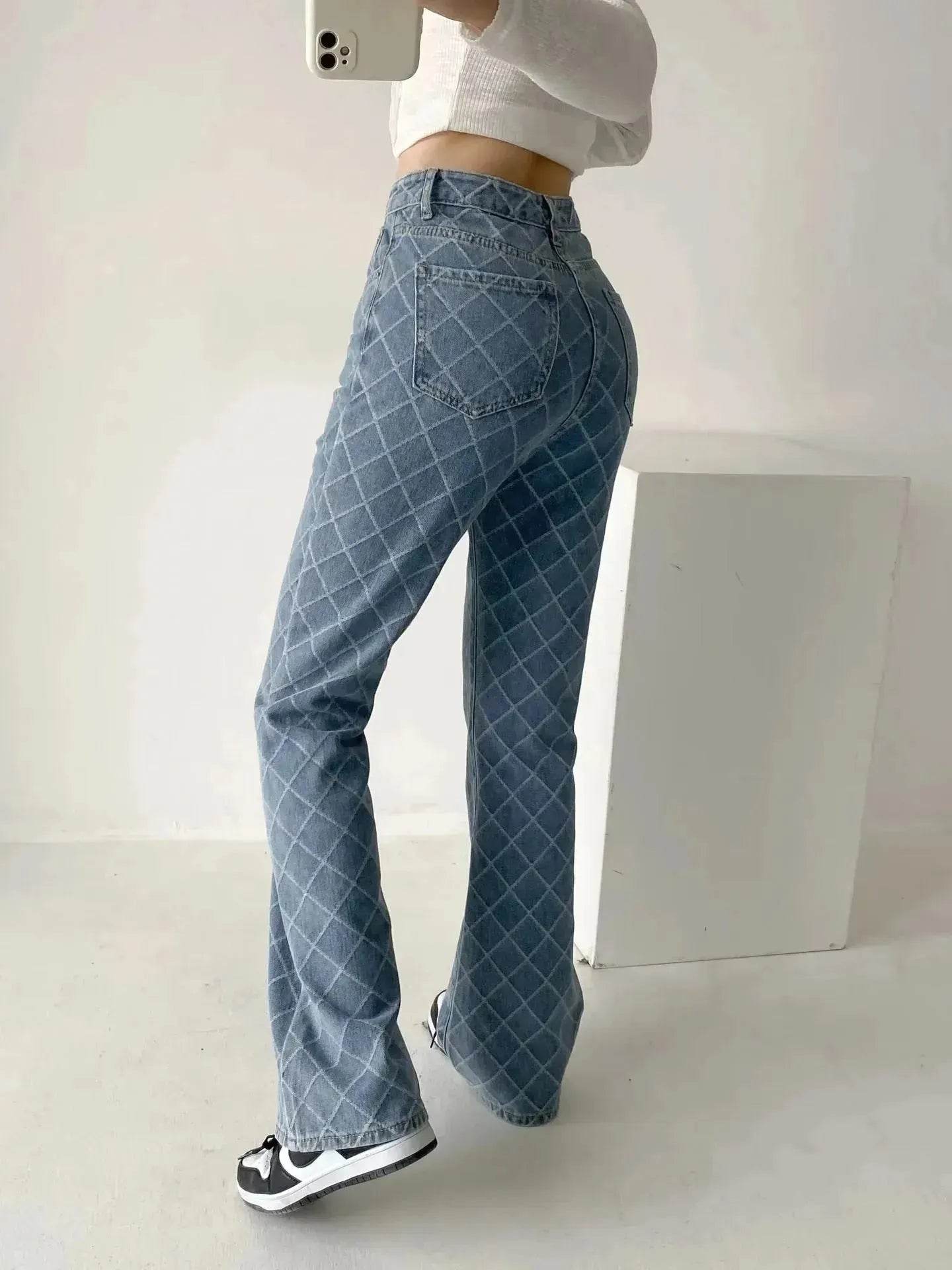 Retro Fashion Denim Boot-cut Pants Women Jeans Pants for Ladies - Velora