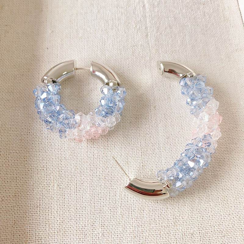 Colored Beaded Earrings Copper White Gold Plated - Velora