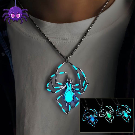 Halloween Creative Stereo Luminous Spider Necklace Jewerly Glowing Night Fluorescence Antique Vintage Glow In The Dark For Men Women Gift Party Halloween Day Club - Velora