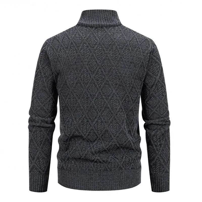 2025 Fall Winter Men Fleece-lined Thick Stand Collar Sweater Cardigan for men - Velora