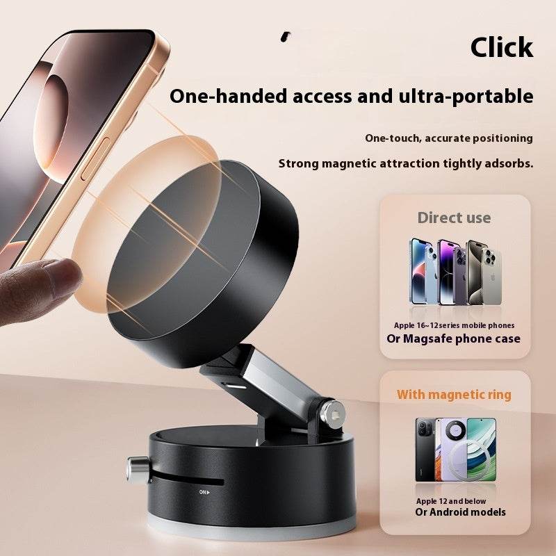 Foldable Magnetic Vacuum Car Phone Holder Foldable Suction Cup With Suction Cup Hands-Free Navigation For Smart Phone - Velora