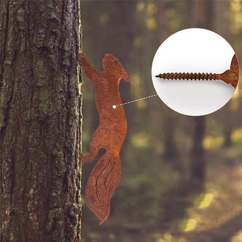 Household Rusty Squirrel Silhouette Screw Insert wood craft - Velora