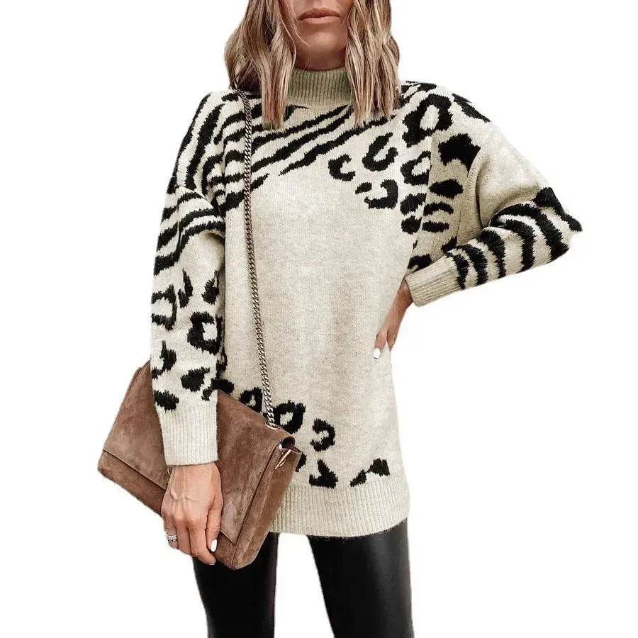 Ladies Autumn Winter Woolen Turtleneck Sweater Tunic top for leggings - Velora