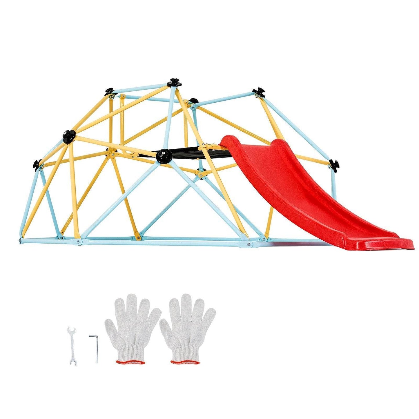 Climbing Dome, For Kids 3 To 9 Years Old, 8FT Geometric Dome Climber With Slide,Jungle Gym Supports 600LBS And Easy Assembly, With Climbing Grip, Outdoor And Indoor Play Equipment For Kids - Velora