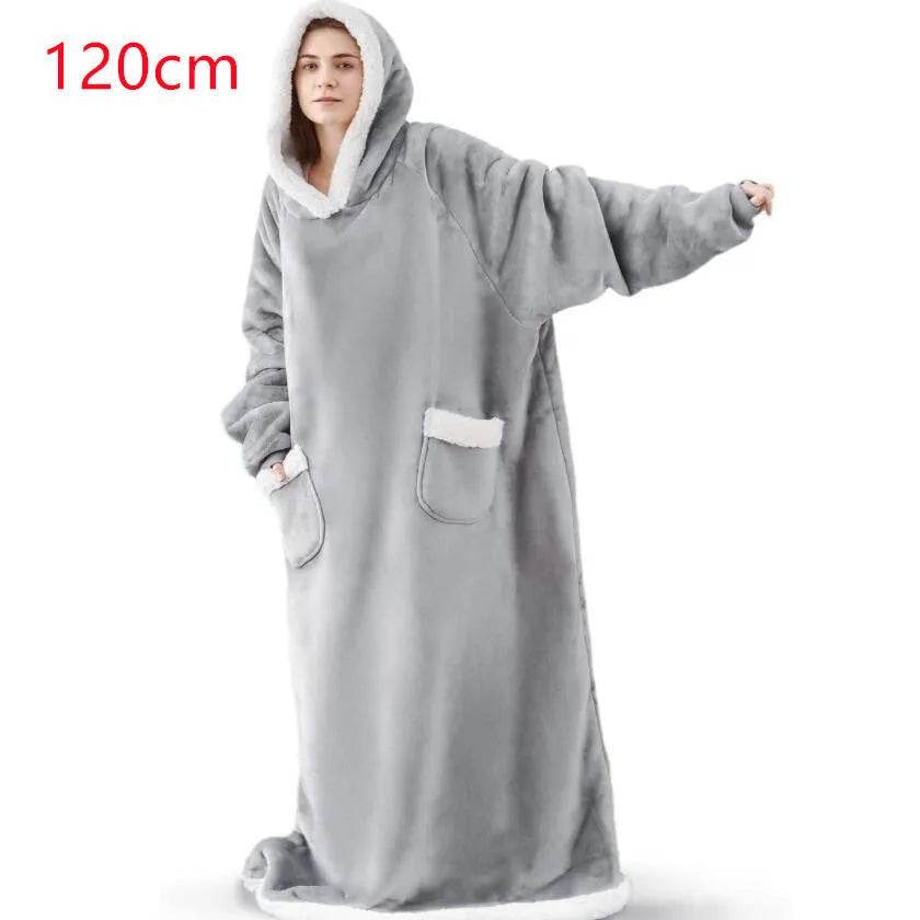 Fleece Oversized Hoodie Blanket Winter Warm Home Clothes Women Men Oversized Pullover With Pockets - Velora