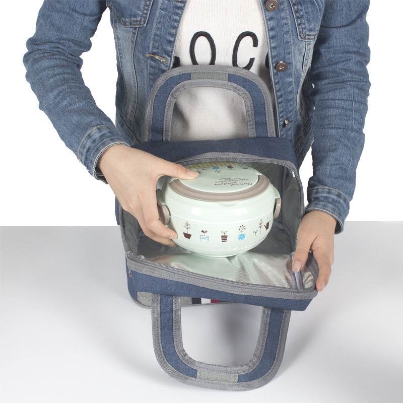 Women Fashion Thermal Insulated Denim Work Lunch Bag - Velora