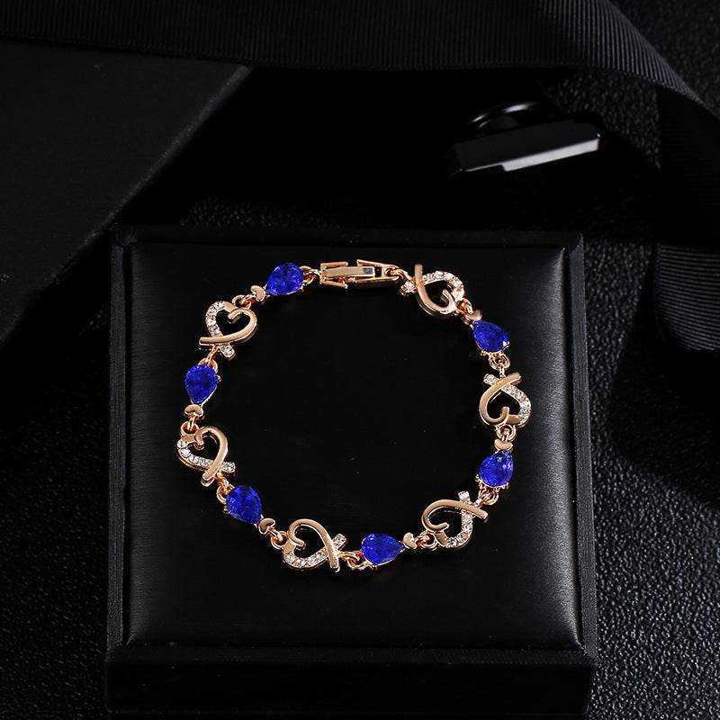 Hollow Love Bracelet With Rhinestones Fashion Temperament Heart-shaped Bracelet For Valentine's Day Gift Jewelry - Velora