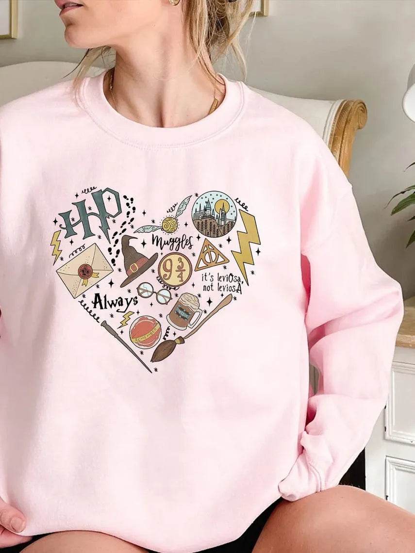 Digital Printing Sweater Hipster Round Neck Pullover Long Sleeve Sweater Women - Velora