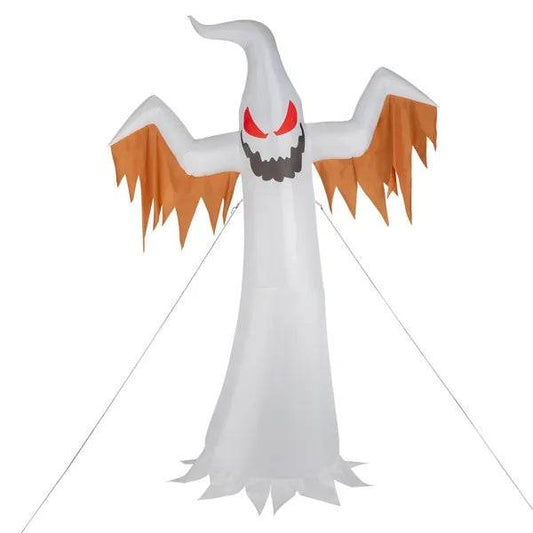 12ft 4pcs LED Lights Giant Scary Ghost Flames And Flashing Red Eyes Inflatable Halloween Decoration - Velora