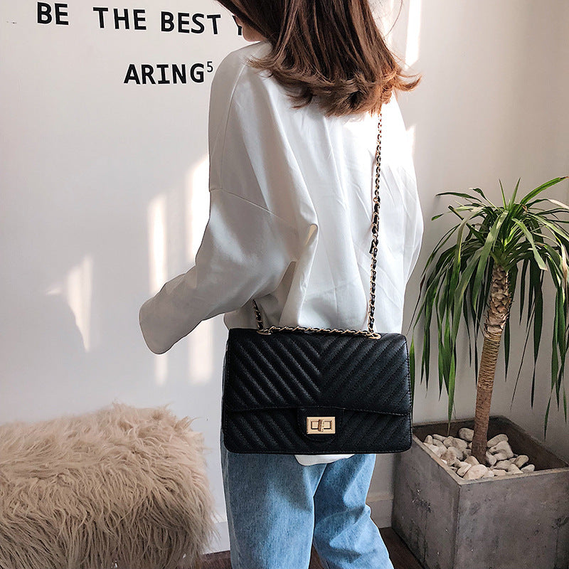 Chanel Style V-Pattern Shoulder Chain Bag
