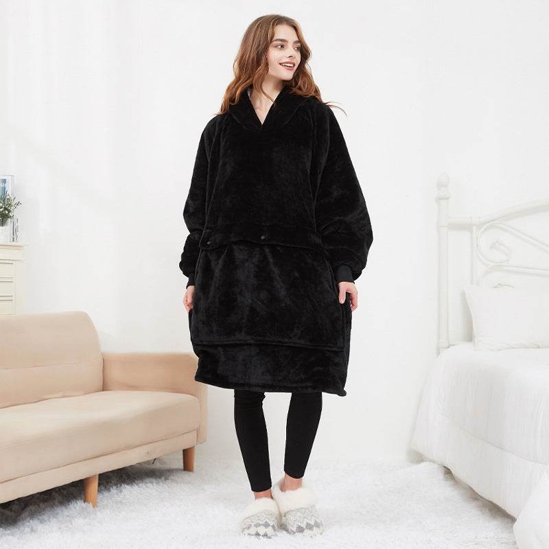 USB Heated Wearable Blanket Oversized Lazy Hoodie With Large Heating Area Back Cozy Warm Sherpa Hoodie Blanket No Battery Pack - Velora