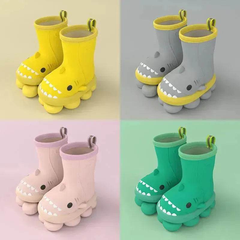 Children Boys Girls Cute Cartoon Waterproof Shoes Safety Rubber Shark Slippers Kids Rain Boots - Velora