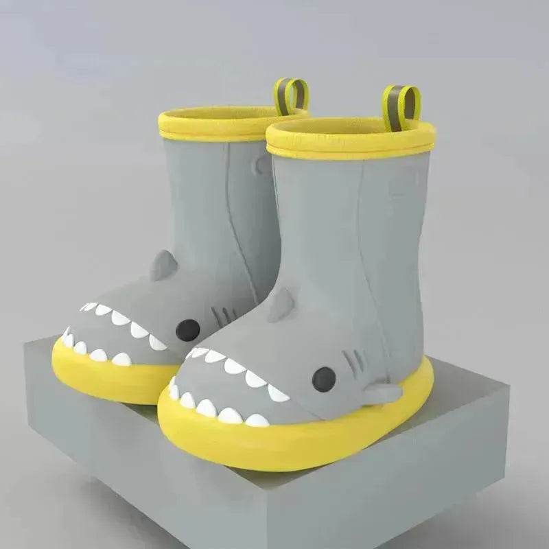 Children Boys Girls Cute Cartoon Waterproof Shoes Safety Rubber Shark Slippers Kids Rain Boots - Velora