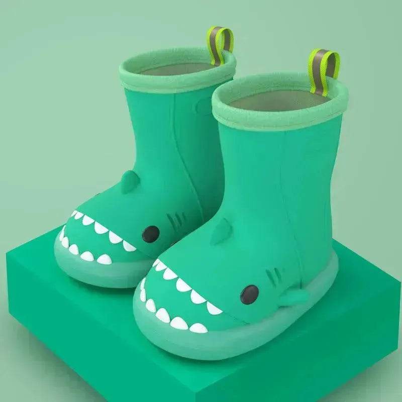 Children Boys Girls Cute Cartoon Waterproof Shoes Safety Rubber Shark Slippers Kids Rain Boots - Velora