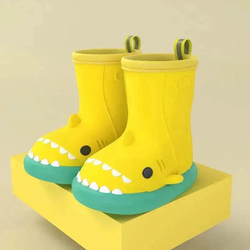 Children Boys Girls Cute Cartoon Waterproof Shoes Safety Rubber Shark Slippers Kids Rain Boots - Velora