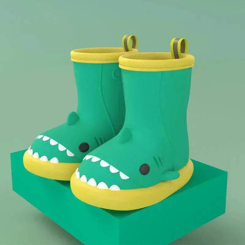 Children Boys Girls Cute Cartoon Waterproof Shoes Safety Rubber Shark Slippers Kids Rain Boots - Velora