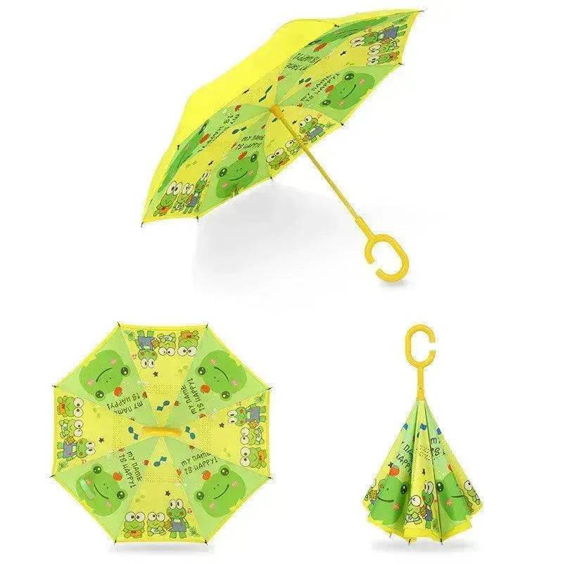 Children's Colorful Handle Reverse Umbrella Set Baby Cartoon Umbrella - Velora