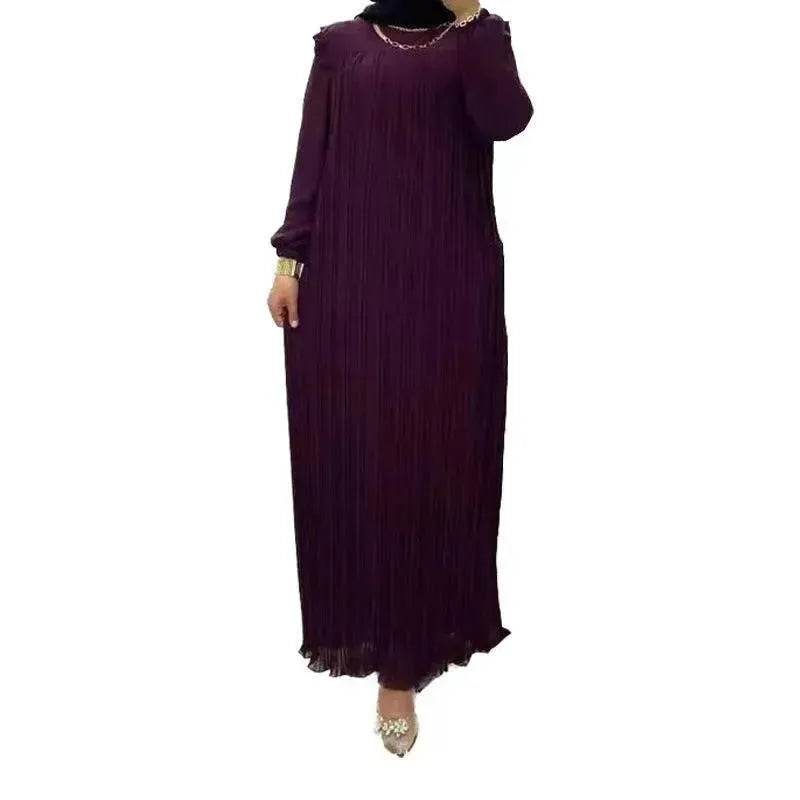 Classy Solid Color Turtleneck With Loose Abaya Dress for Arab Dubai Turkey Middle East Women - Velora