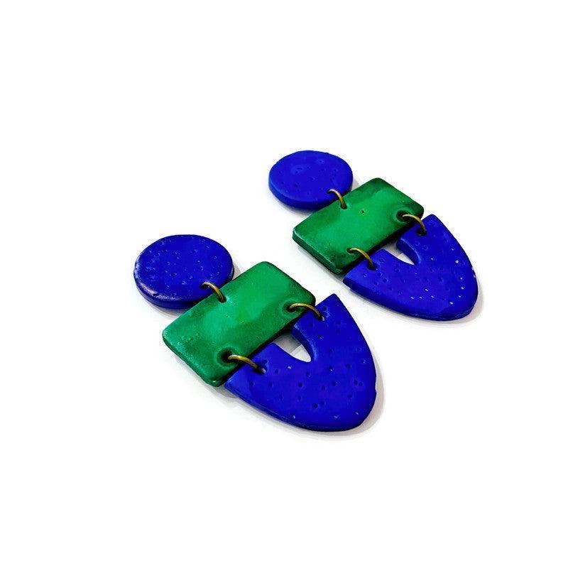 Clay Collar Statement Necklace Painted Green Blue - Velora Luxury Fashion