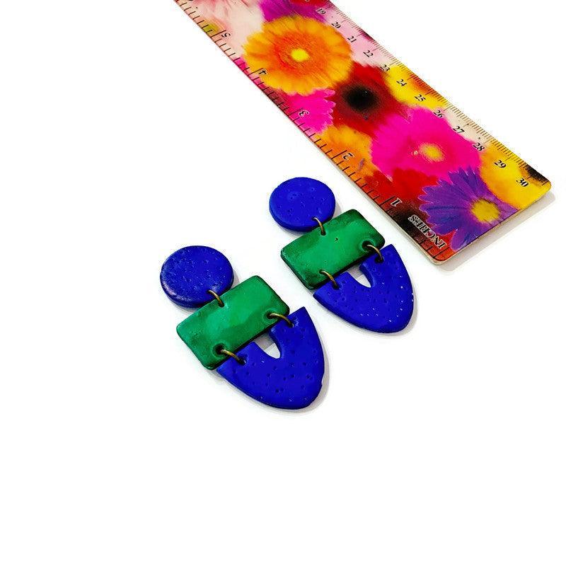 Clay Collar Statement Necklace Painted Green Blue - Velora Luxury Fashion