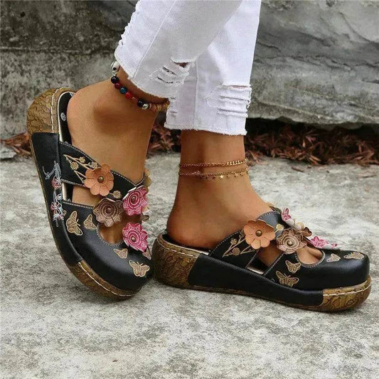 Closed-toe Women Non-slip Floral Slippers - Velora