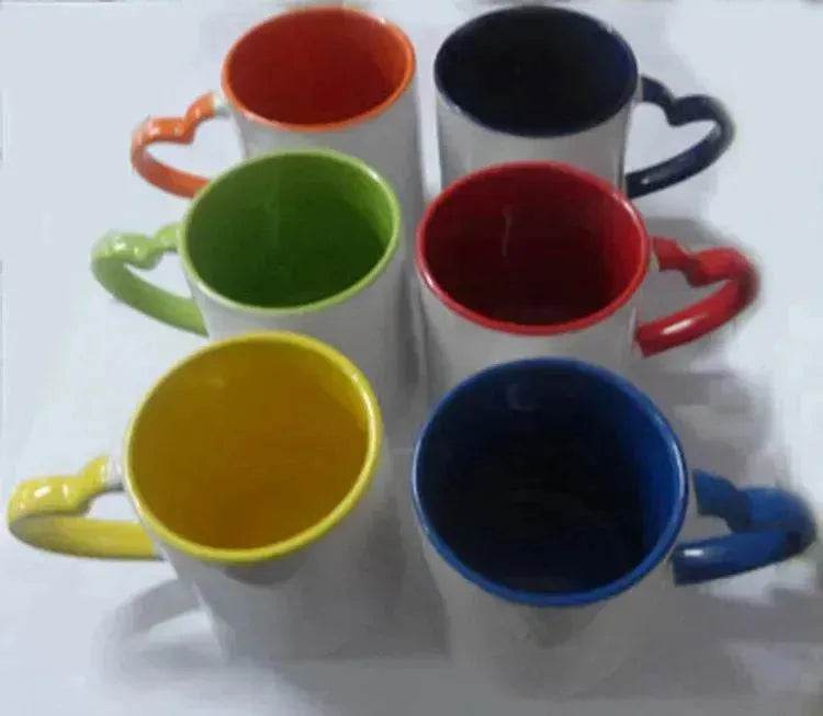 Coated Mug Heart Shaped Handle Inner Color Cup Ceramic Cup Customized - Velora