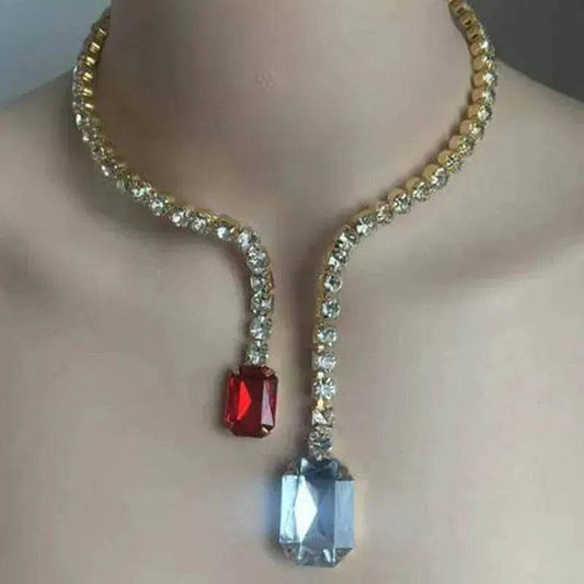 Colored Diamond Neck Chain Fashion Charming Full Diamond Women Bridal wedding Luxury Necklace for Women