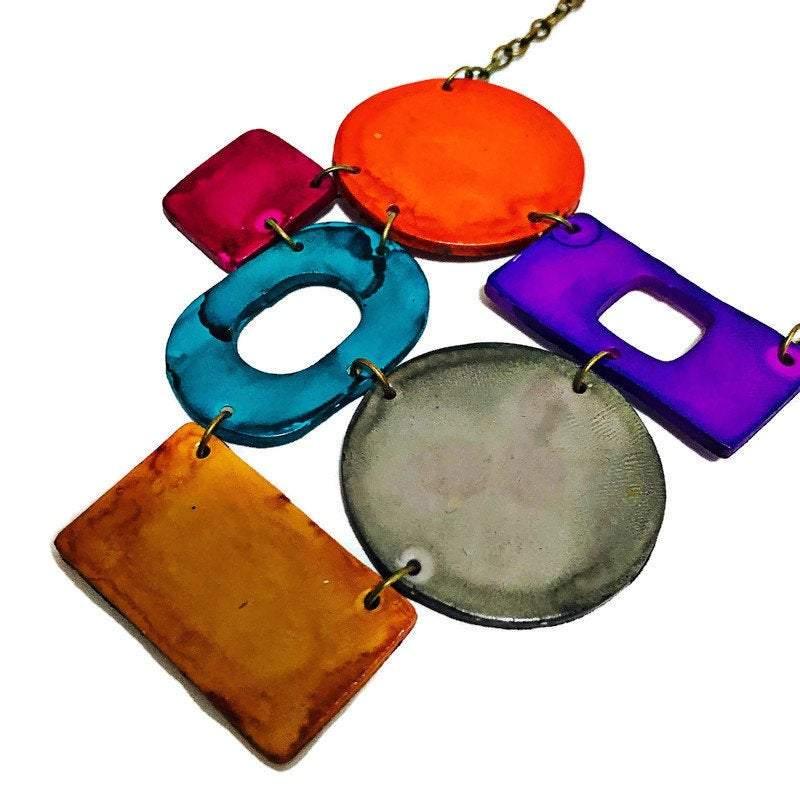 Colorful Geometric Bib Necklace & Statement Earrings - Velora Luxury Fashion