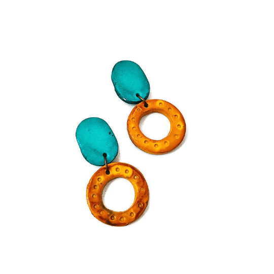 Colorful Jewelry Set with Linked Statement Necklace & Matching Earrings Handmade & Painted - Velora Luxury Fashion