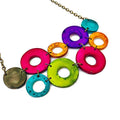 Colorful Linked Circle Statement Necklace Handmade from Clay & Hand Painted - Velora Luxury Fashion