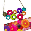 Colorful Linked Circle Statement Necklace Handmade from Clay & Hand Painted - Velora Luxury Fashion