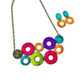 Colorful Linked Circle Statement Necklace Handmade from Clay & Hand Painted - Velora Luxury Fashion