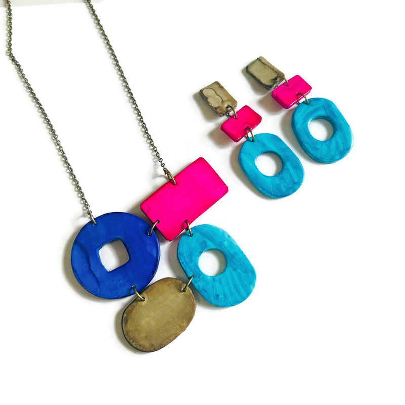 Colorful Geometric Necklace Handmade - Velora Luxury Fashion
