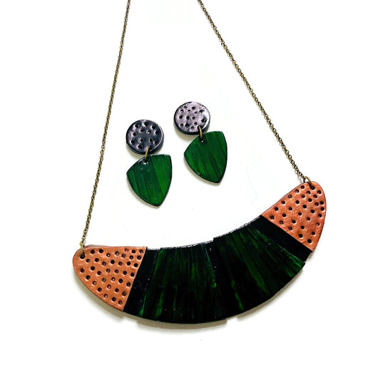 Copper & Emerald Green Statement Jewelry Set - Velora Luxury Fashion