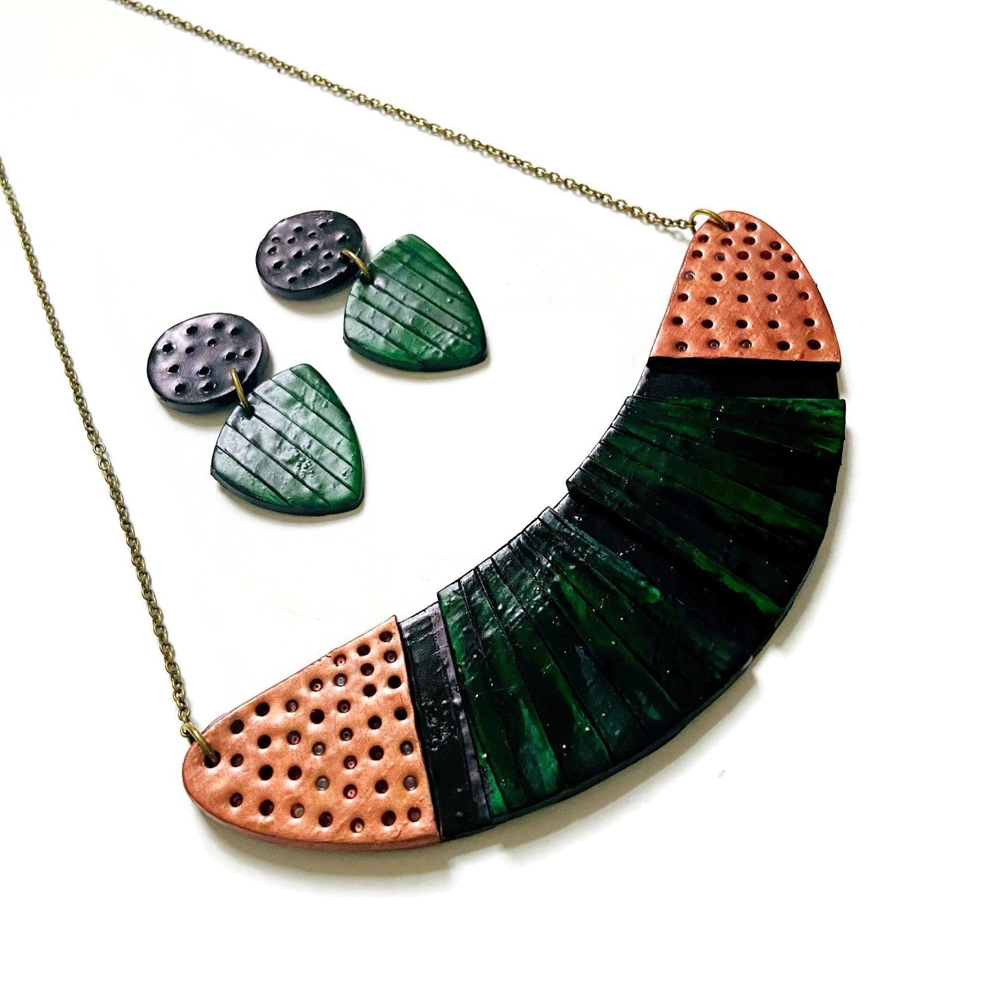 Copper & Emerald Green Statement Jewelry Set - Velora Luxury Fashion