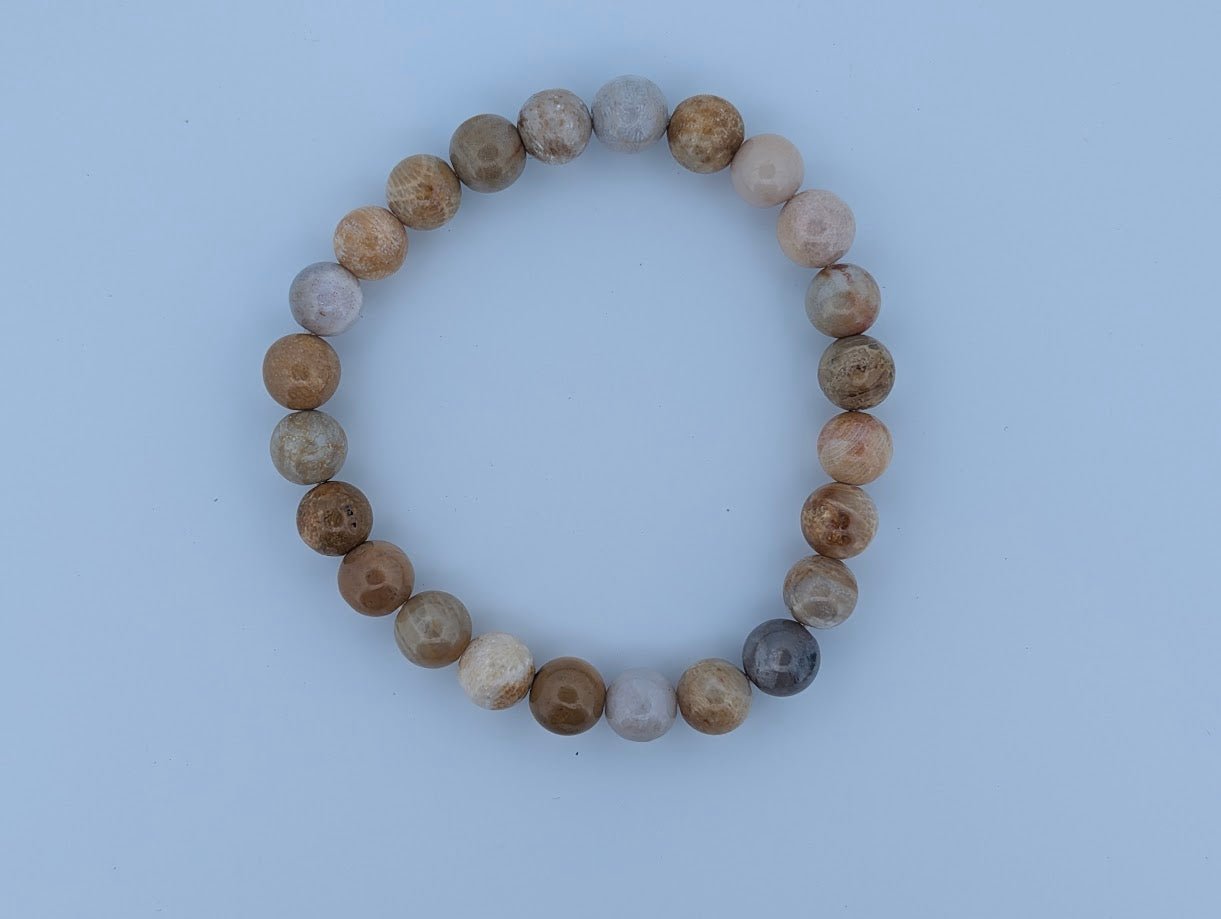 Coral Jade Bracelet – 8mm Polished Beads